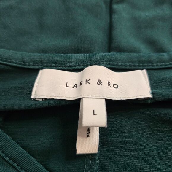 Lark & Ro Dress Women's L Green Long Bell Sleeve Ruffles Fit & Flare - Picture 3 of 16